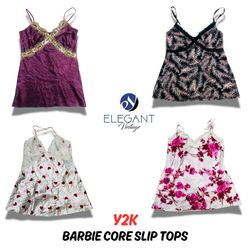 Y2K Barbie Core Slip Tops - EV0549