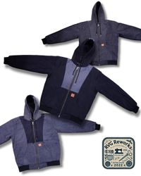 Upcycled Black Denim Hoodie