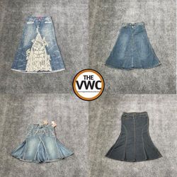 🔥 Y2Kデニムマキシドロップ | マーメイド＆パッチワークアイコン 🔥