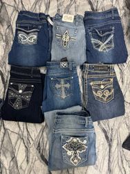 y2k rhinestone jeans