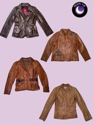 Y2K grungy bronze leather jackets  (M-680)