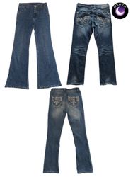 Calças de denim flare únicas Y2K (M-672)