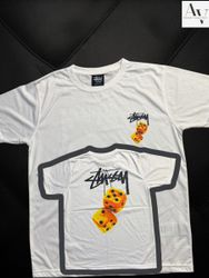 T-shirt orange avec dés en peluche Stussy