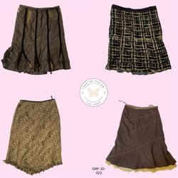 Saia de Lã Marrom e Creme Y2K – Essencial Vintage ..