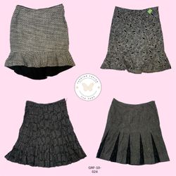 Y2K Black & Gray Wool Skirt – Retro Preppy Aesthet..