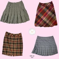 Y2K Soft Check Wool Skirt – Cozy Retro Aesthetic L..