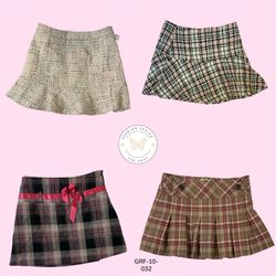 Y2K Mini Pink & Black Wool Skirt – Vintage Plaid S..