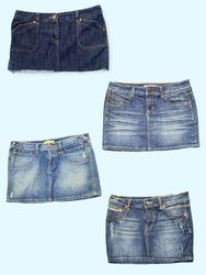 Jupes mini bleues délavées vintage (TS:1067)