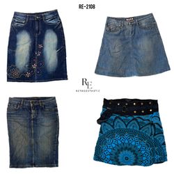 Y2K IT Girl Saia Midi de Jeans (RE-2108)