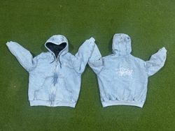 Rework style denim stussy jackets