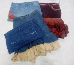 IQ0881 Y2K Retro Revival Denim Flow Skirts