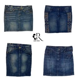 Y2K Denim saias midi únicas (862)