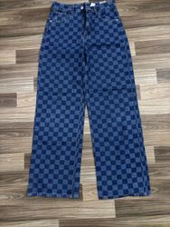 Calças Jeans Flare Bordadas com Pernas Largas Y2K
