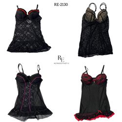 Y2K All Black Gothic Baby Dolls (RE-2130)