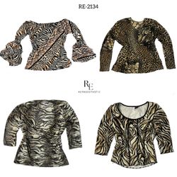 Y2K Animal Printed Full Sleeve Mesh Mix Tops (RE-2..