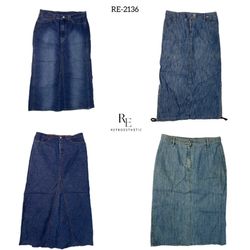 Y2K Britney Era Denim Maxi Skirts (RE-2136)