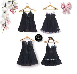 Tops Baby Doll Rave Noir Y2K