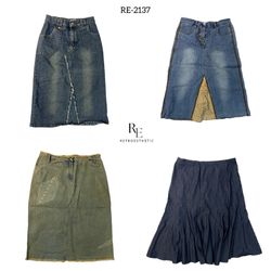 Y2K IT Girl Denim Midi Skirts (Re-2137)