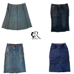 Y2K Britney Era denim midi Skirts (RW-875)