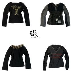 Y2K Black Mesh Full Sleeve Tops (RW-881)