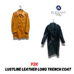 Y2K Lustline Leather Long Trench Coat - EV1039