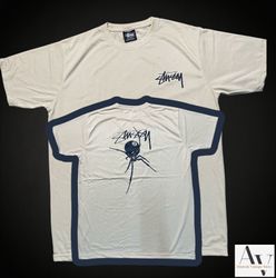 Stussy Neuinterpretation Stil Spider Beige T-Shirt