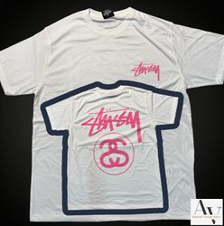 Stussy Überarbeitung Stil Doppel S Weiß T-Shirt