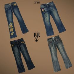 Y2K Britney Era Embroidery Mix Denim Jeans (AA-303..