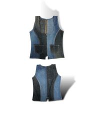 Upcycled Y2k Patchwork Denim-Weste