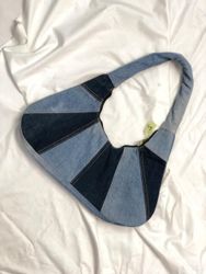Upcycled Patchwork Streifen Y2k Denim Tasche