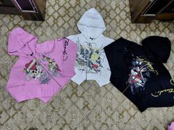 Ed Hardy Ladies Crop Zipper Hoodies