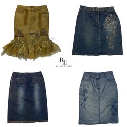 Faldas Midi de Denim Únicas Y2K (RE-2162)