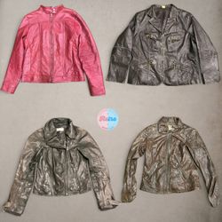 Klassische Vintage Y2K Lederjacke