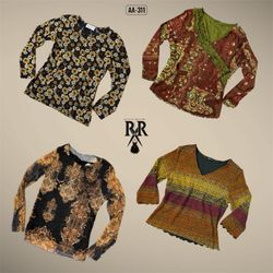 Y2K Earthy Grunge Mesh Mix Full Sleeve Tops (AA-31..