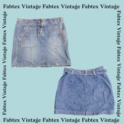 (FV-106) Saias Mini-Midi de Jeans Y2K