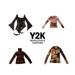 Y2K European Mesh Long Sleeve Tops  (YWV205)