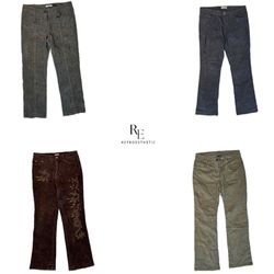 Pantalones de corduroy acampanados únicos Y2K (RE-..