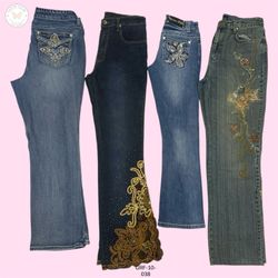 Jeans de mezclilla bordados Y2K – Vibes de streetw..