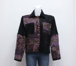 CR647 Upcycled VelveT Patchwork Corduory Jacke