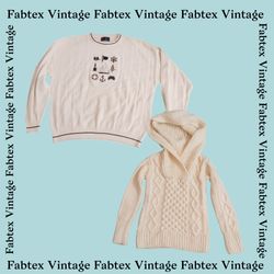 (FV-123) Weißer Kabelstrick Wolle Pullover