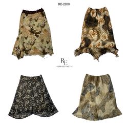Y2K Earthy Tone Floral Summer Skirts (RE-2200)
