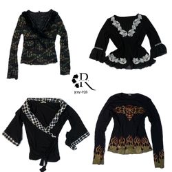 Y2K All Black Gothic Full Sleeve Tops (RW-928)