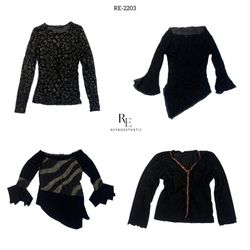 Y2K Black Gothic Mesh Full Sleeve Tops (RE-2203)