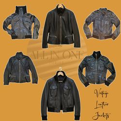 Veste en cuir vintage - Premium (AIO-0147)