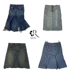 Y2K flirty and fun Denim maxi Skirts (RW-941)