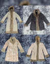 Vintage 2000s Faux Suede and Fur Trim Coat (TS-109..