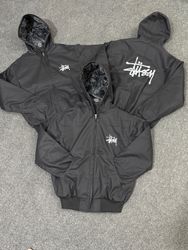 Jaquetas com Capuz Bordadas Stussy Estilo Rework