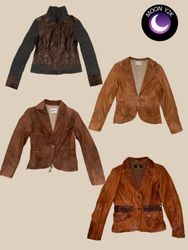 Y2K Unique Bronze Leather jackets (M-695)