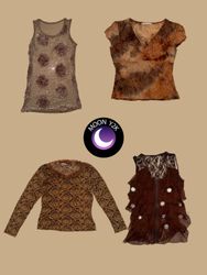 Y2k Brown sheer tops mix (M-694)