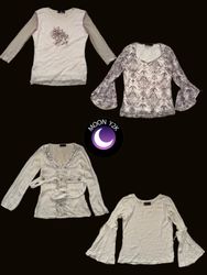 Y2K Angelic white mesh tops mix (M-693)